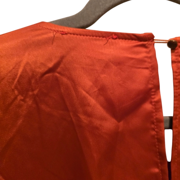 NWT AX Paris Satin Mini Long Sleeves Dress. Rust. Size 14 - Picture 9 of 9